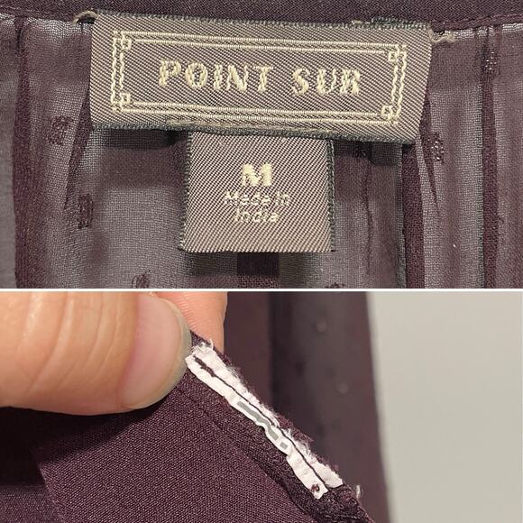 Point Sur J Crew Sheer Popover Glitter Dot Blouse Top Size Medium Purple Lined - Picture 2 of 7